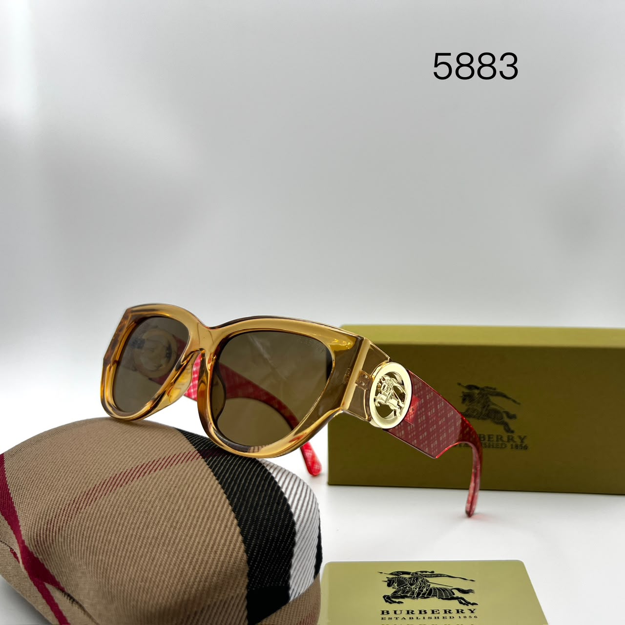 Burberry 5883 Amber/Red Equestrian Sunglasses (Replica)