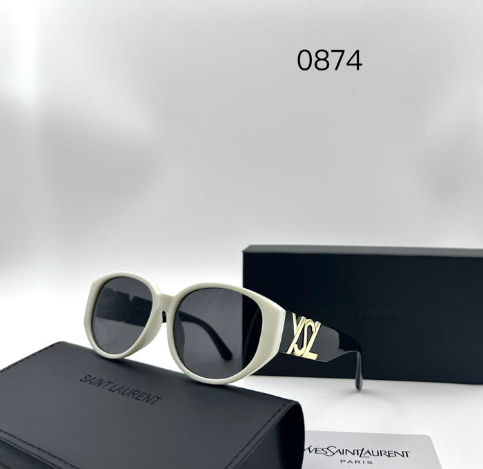 Saint Laurent 0874 White/Black Oval Sunglasses (Replica)